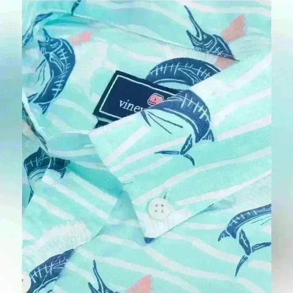 Vineyard Vines Whales 100% Cotton All Over Print Size L - Picture 3 of 8